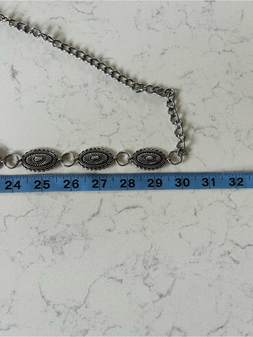 NWT Madden NYC Silver Concho Chain Belt with Engraved Embellished Medallions - Picture 8 of 10